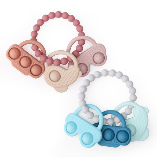 2 Pcs Baby TeethingSilicone Baby Teether with teethers for Babies 3-12 Months,Baby Teethers Chew Toys for(Ring of Fun)