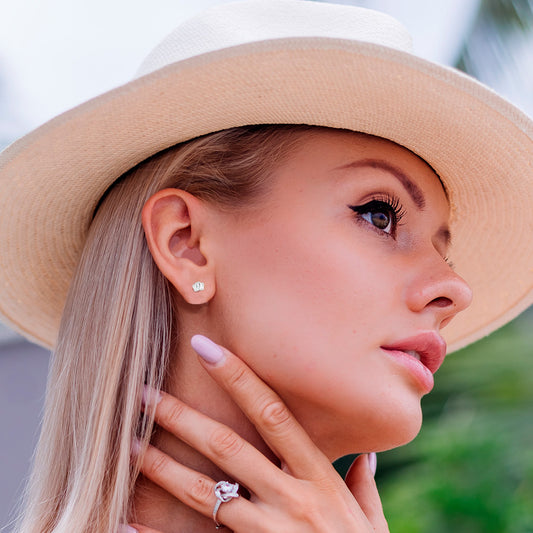 18G 1/4 Clear Gem Implant Grade Titanium Threadless Flower Reversible Flat Back Earring